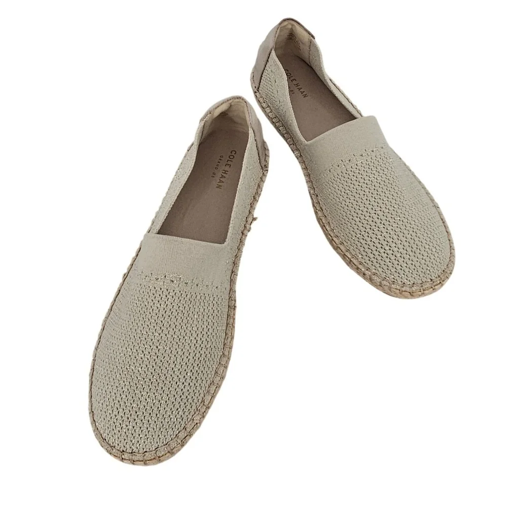 Cole Haan Cloudfeel Knit Espadrille Loafers Beige Sand Womens 11 B W14239